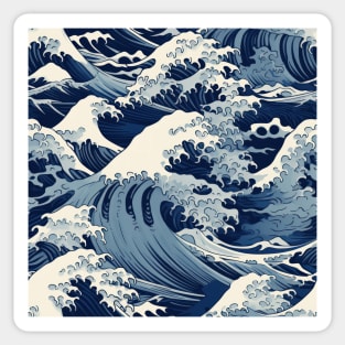 Ephemeral Crests: Hokusai Waves Reimagined Sticker